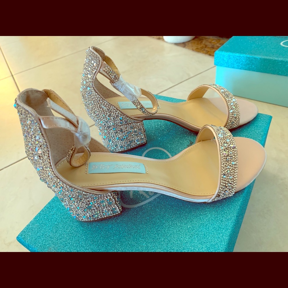 Betsey Johnson Champagne Studded Heels